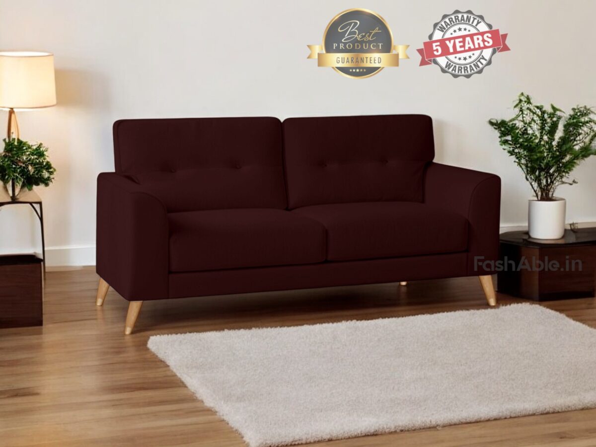 Aqsa Velvet 2 Seater Mid-Century Sofa 54" - Image 2