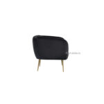 Introducing the Hazel Velvet 1 Seater Arm Sofa, 28 in black with plush cushioning and sleek golden metal legs. Perfect for a modern touch, it elevates any space with its sophisticated design. The plain white background offers a timeless appeal. Shop now to add this stylish piece to your interior.