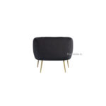 Hazel Velvet 1 Seater Arm Sofa 28 in black with a rounded design and four slender metallic gold legs, shown side view on a white background. Ideal for adding elegance to any space. Shop now to enhance your decor in India with this stylish piece.