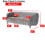 Charlotte 2-seater sofa size chart with detailed dimensions for single seating.