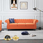 Gianna Velvet Rolled Arm 3 Seater Sofa 84.5"