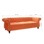 Gianna Velvet Rolled Arm 3 Seater Sofa 84.5" - Image 3