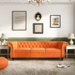 Gianna Velvet Rolled Arm 3 Seater Sofa 84.5" - Image 5
