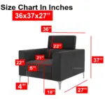 Mavric 1 Seater Sofa Size Chart – Detailed size chart for the Mavric 1-seater sofa, displaying accurate dimensions and measurements to help customers find the perfect fit for their space.