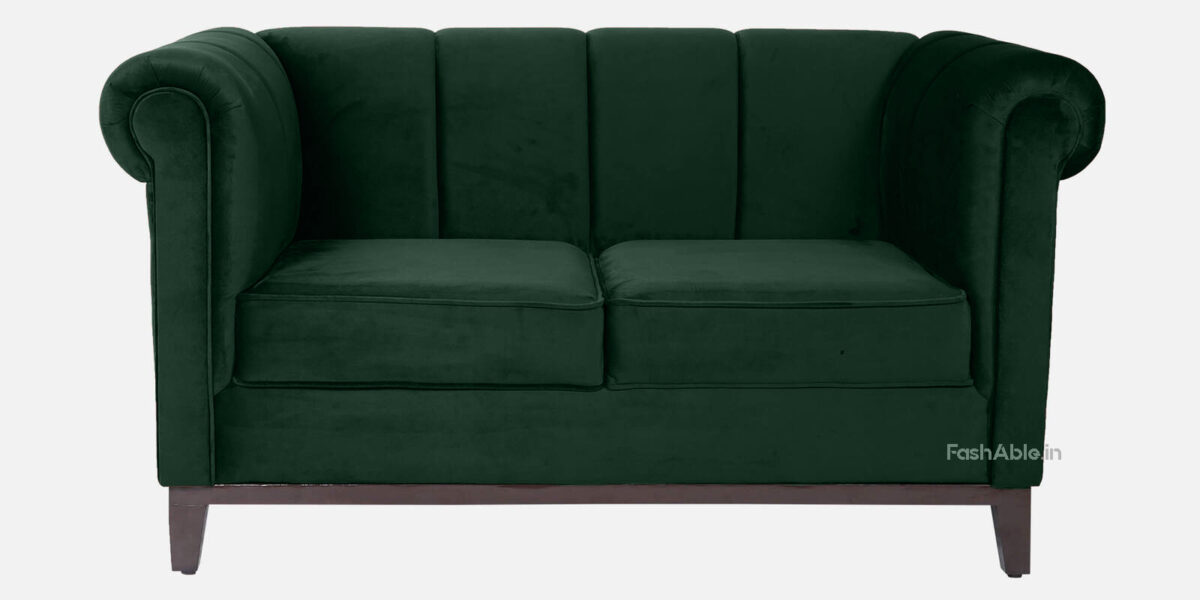 Emerald Velvet Rolled Arm 2 Seater Sofa 58" - Image 2
