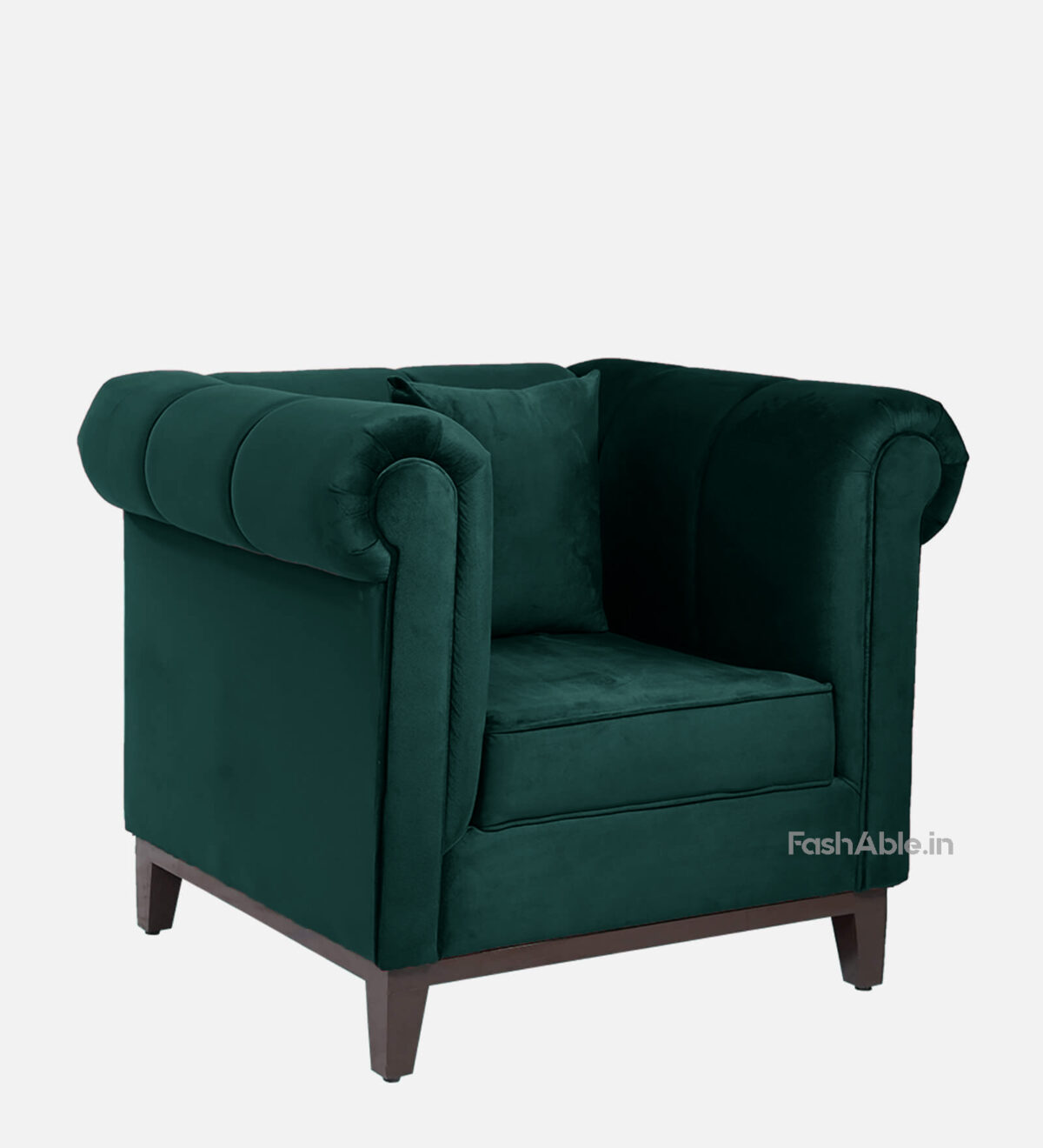 Emerald Velvet Rolled Arm 1 Seater Sofa 36" - Image 4