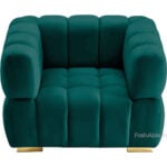 Evelyn Velvet Tuxedo 1 Seater Sofa Gold Leg 36" - Image 4