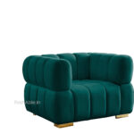 Evelyn Velvet Tuxedo 1 Seater Sofa Gold Leg 36" - Image 2