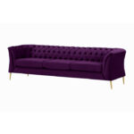 Jemma Velvet Chesterfield 3 Seater Sofa 80" - Image 2