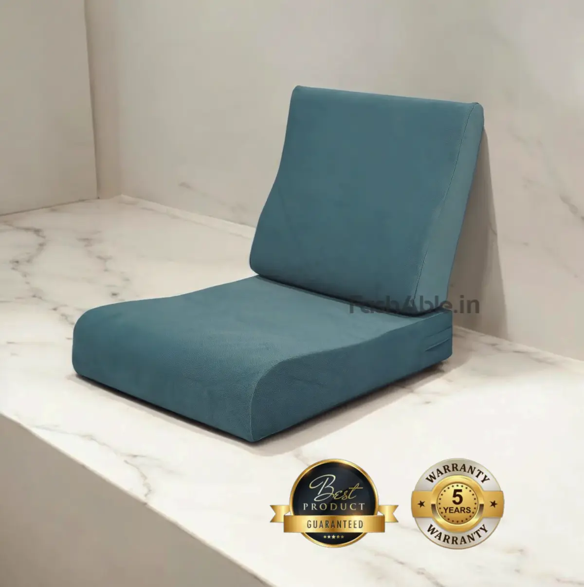 Green sofa cushion with soft, plush fabric, adding a pop of color and comfort to your living room decor with 5 year warranty