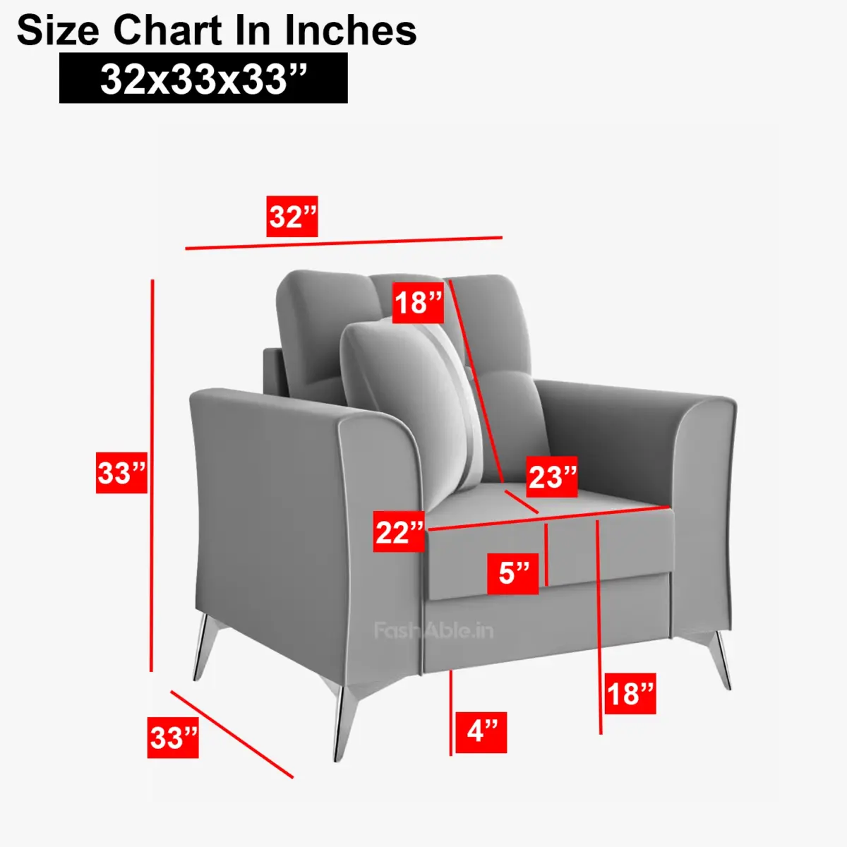 Eloise 1 seater size chart