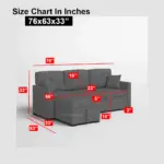 Howlite Chaise Sofa size chart