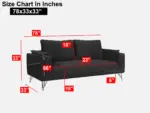 Irene 3 seater sofa size chart