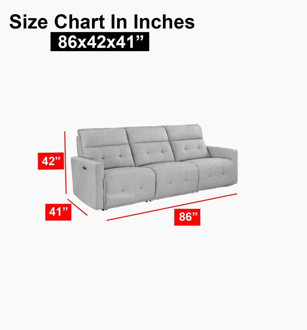 Jeremiah 3 seater size chart
