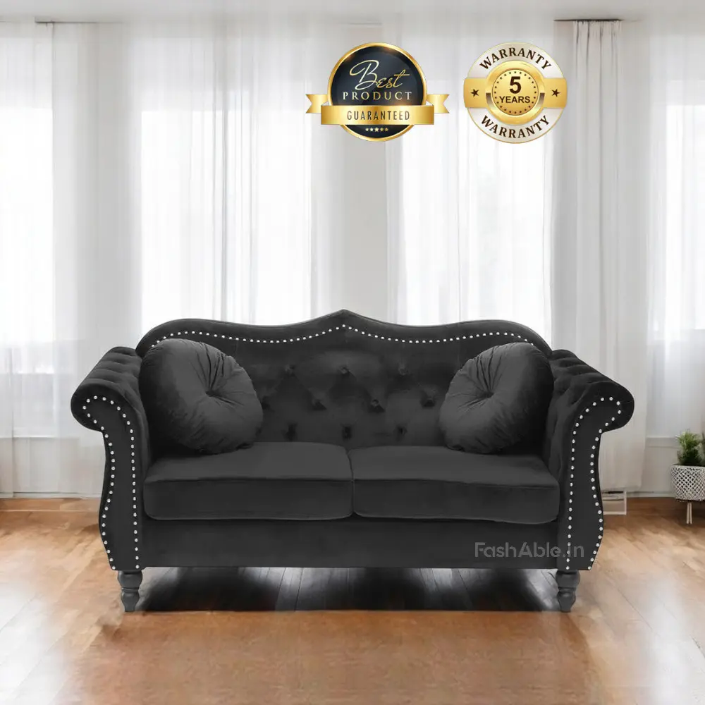 Quinn Velvet Rolled Arm 2 Seater Sofa (1)
