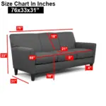 Urania 3 seater Sofa size chart