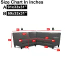 Urania Corner Sofa size chart