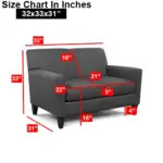 Urania 2 seater Sofa size chart