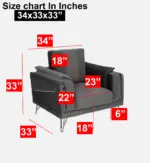 Irene 1 seater sofa size chart