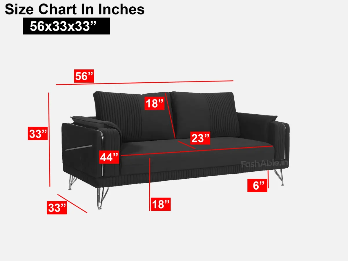 Irene 2 seater sofa size chart