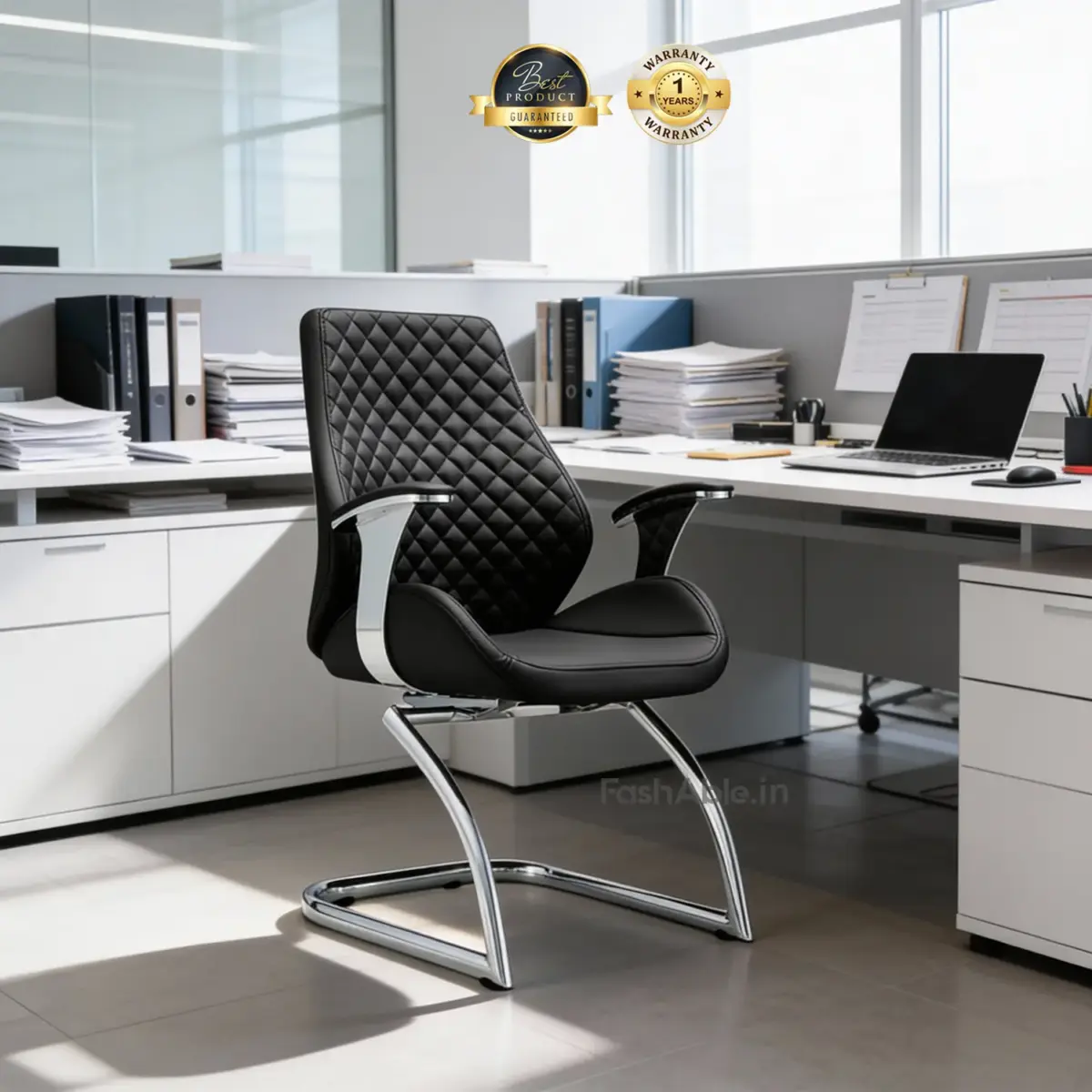 Crownline Office Chair Wht Whl Blk