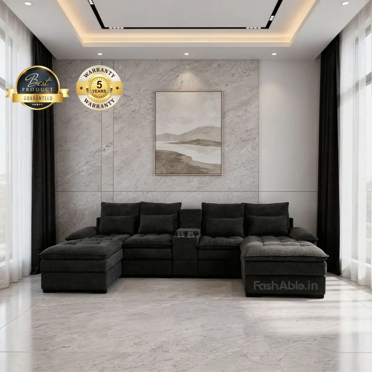 Everleigh Chaises Sofa Blk (1)