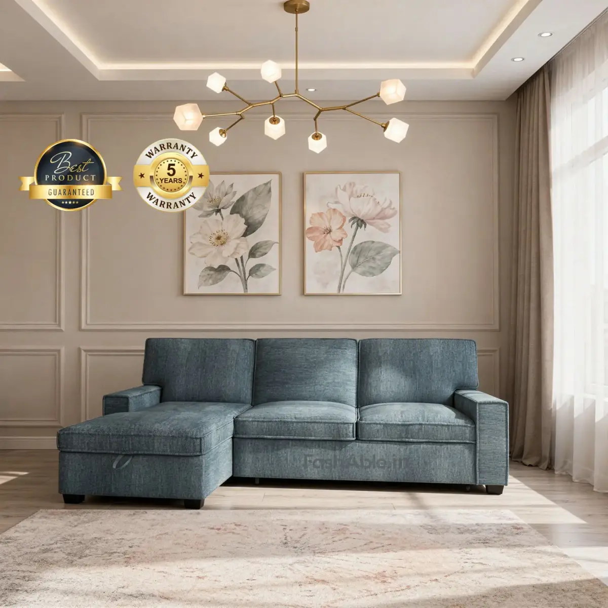 Hearthly Sofa RHS Blue (1)