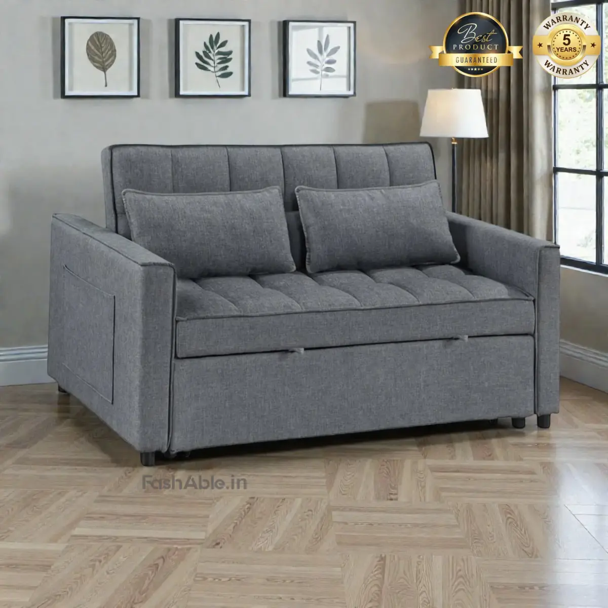 Livendo Sofa-CumBed DGrey (8)