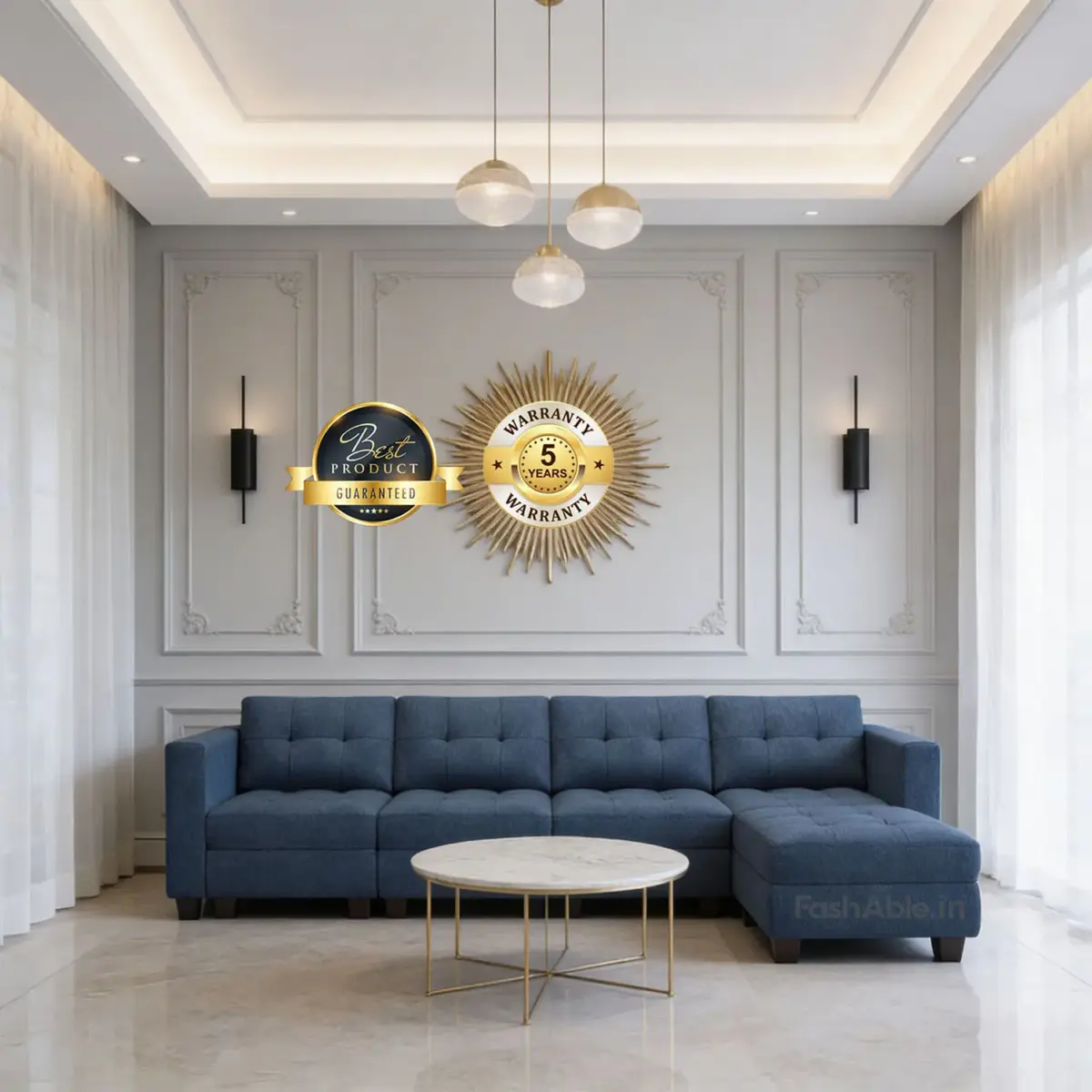 Plushoria LHS Sofa CumBed Mblue (5)