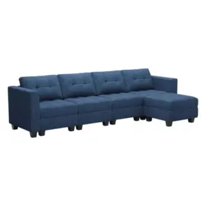 Plushoria L Shape Sofa Set LHS Chaise Sofa CumBed + Ottoman 117″