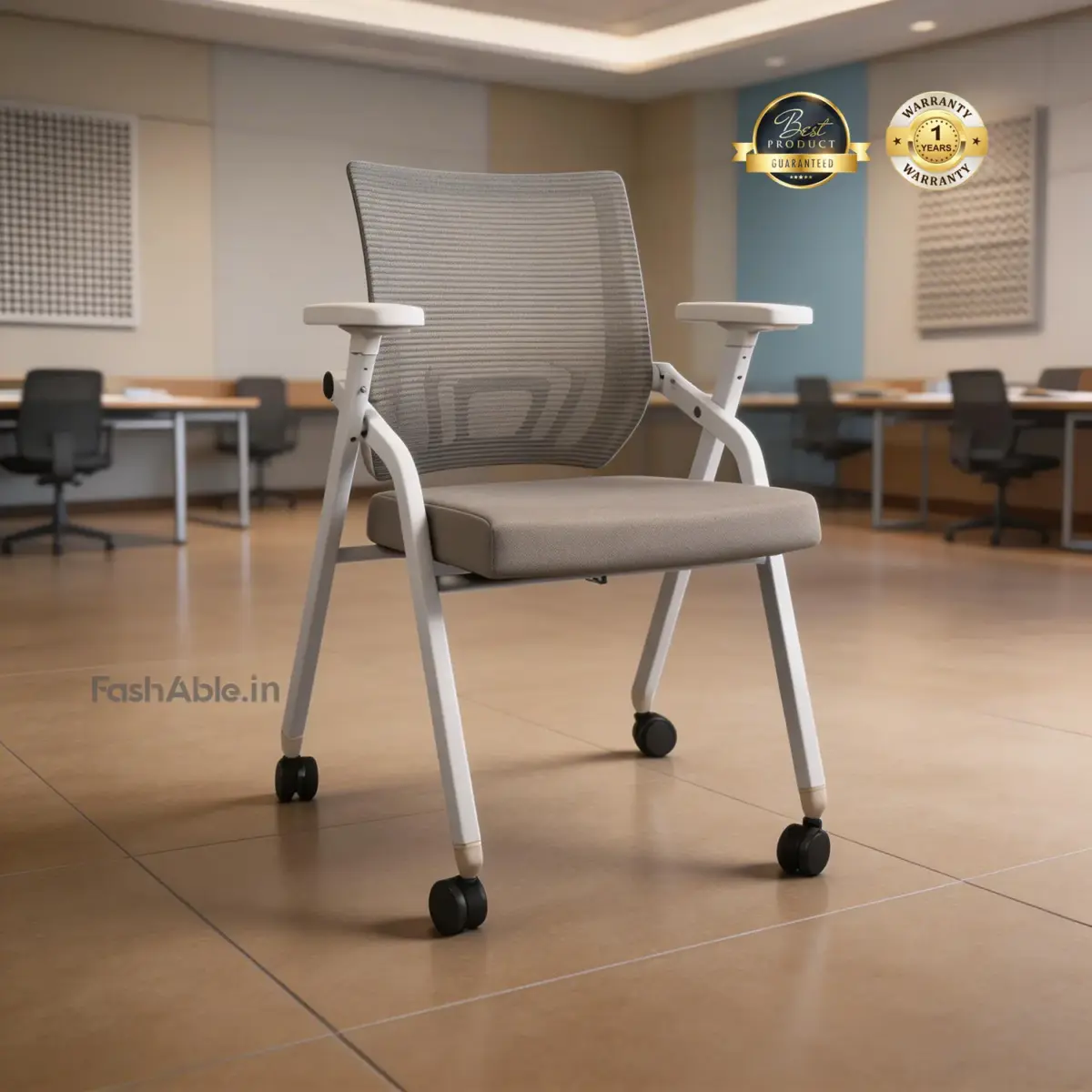 Chrono Visitor Chair (With Wheel) Wht (1)