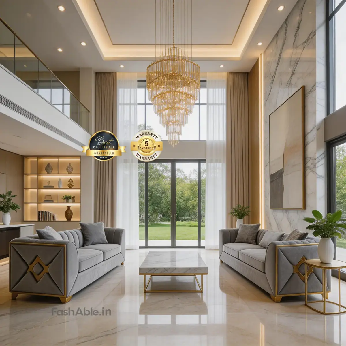 Erdmann Luxury Sofa (Set of 2 ) Gry (1)