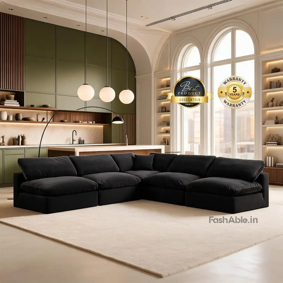 Empress Luxury Corner Sofa Black (7)
