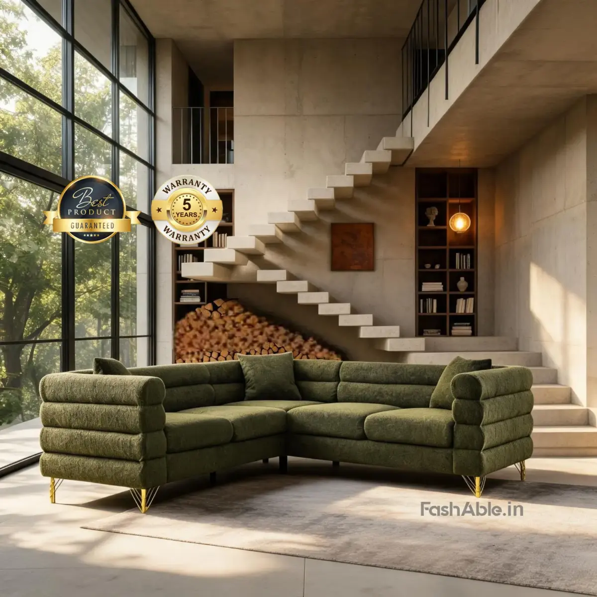 Wyndor Luxury Corner Sofa Green (11)
