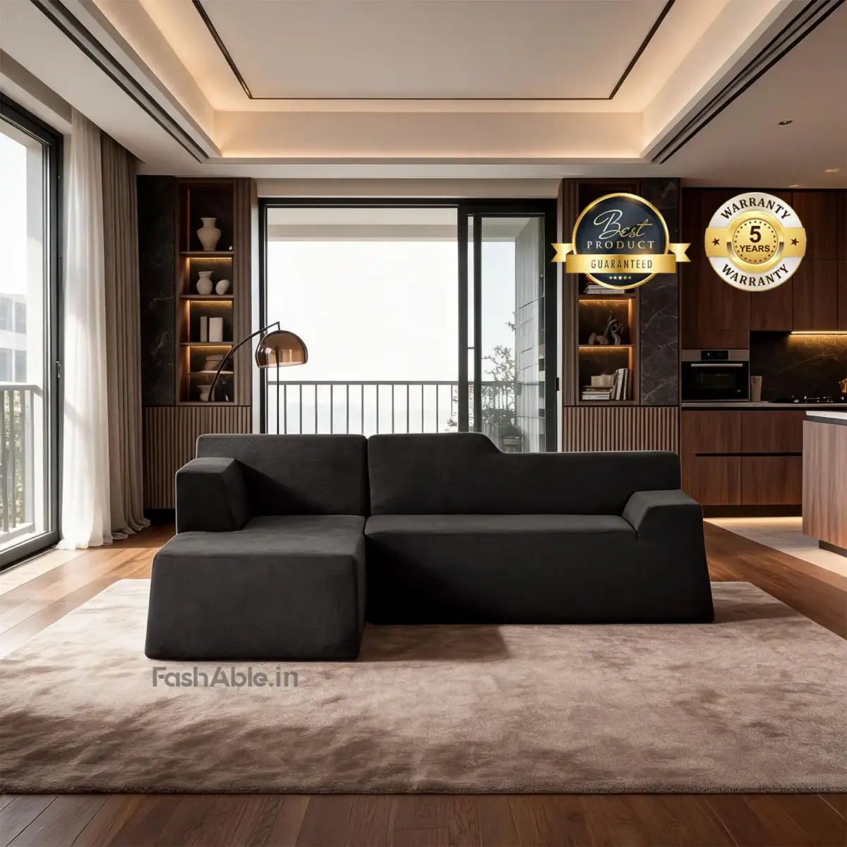 Calista RHS Sofa Black