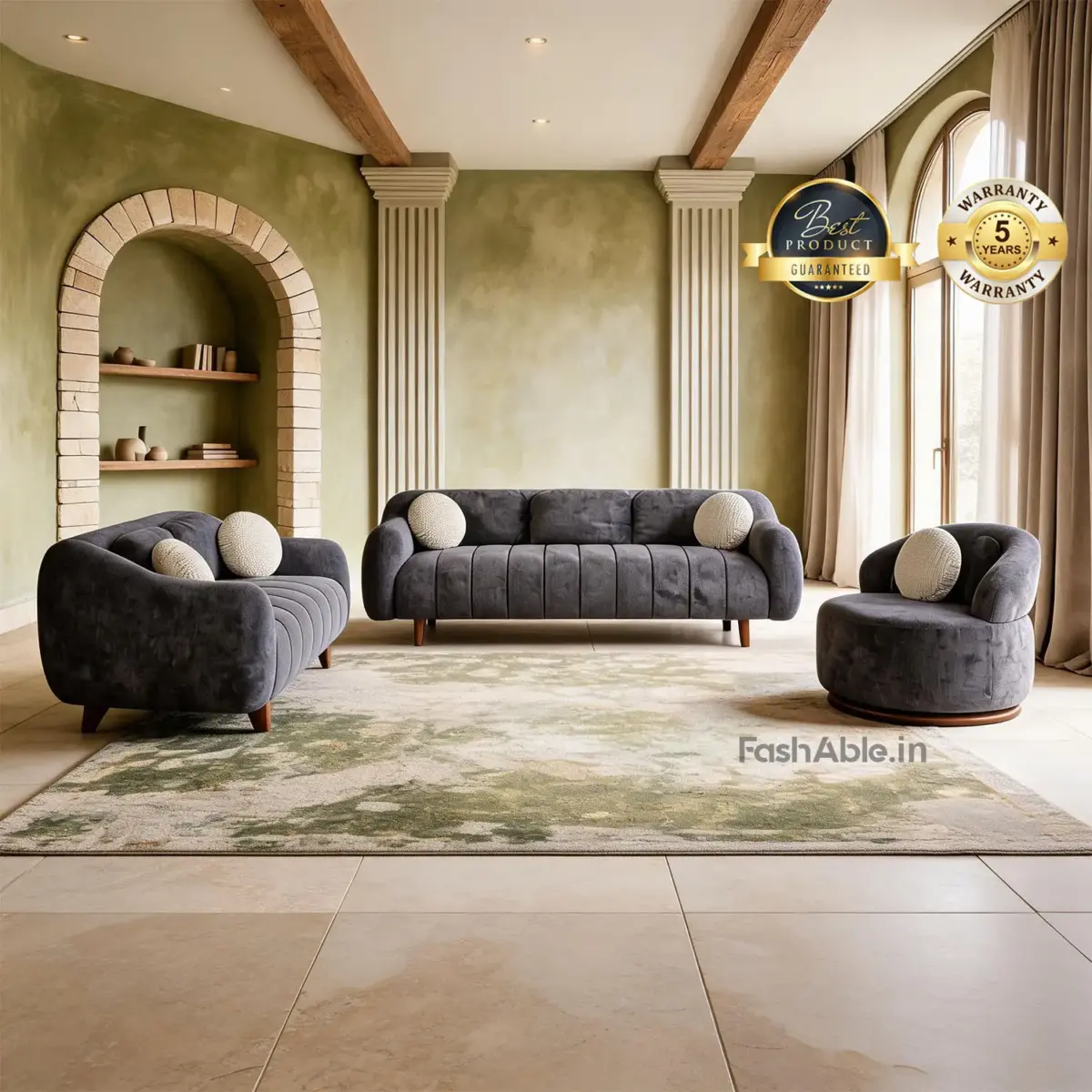 Ferrico 3 SEATER GREY SOFA SET (1)