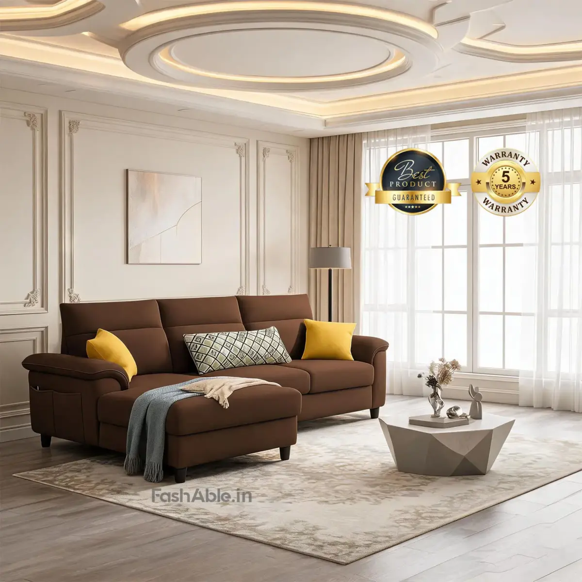 Levey RHS Sofa Brown (2)