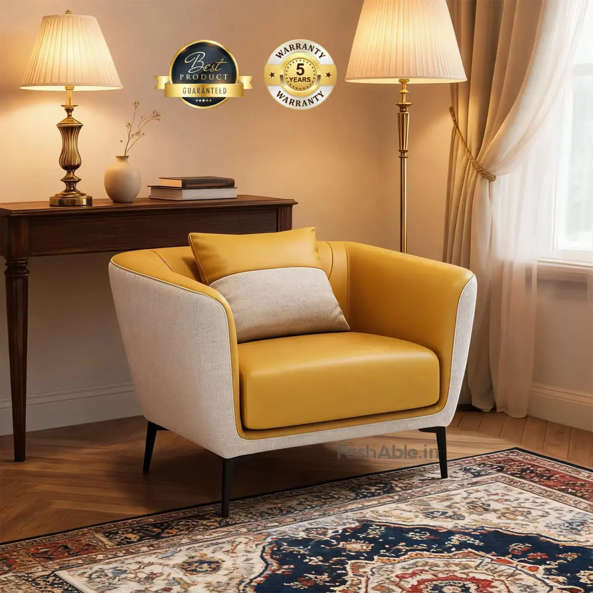 Lusento LXY Sofa Yellow With White