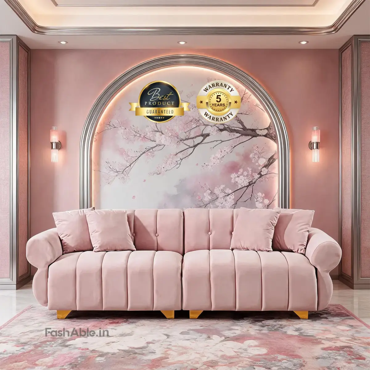 Luxento 3 Seater Sofa Pink (1)