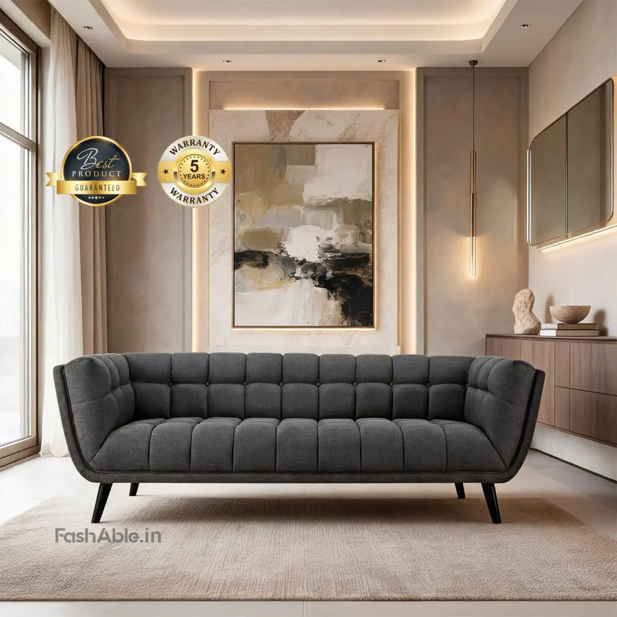Restic LXY Sofa Grey 3 Seater