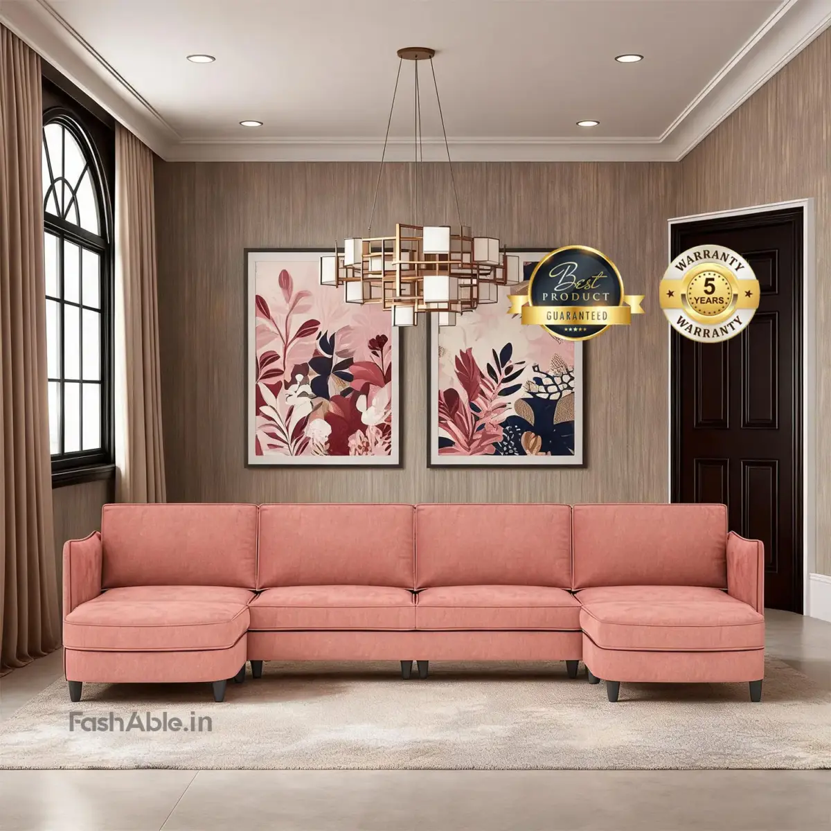 Rhythm L Shape Chaises Sofa DRose (11)