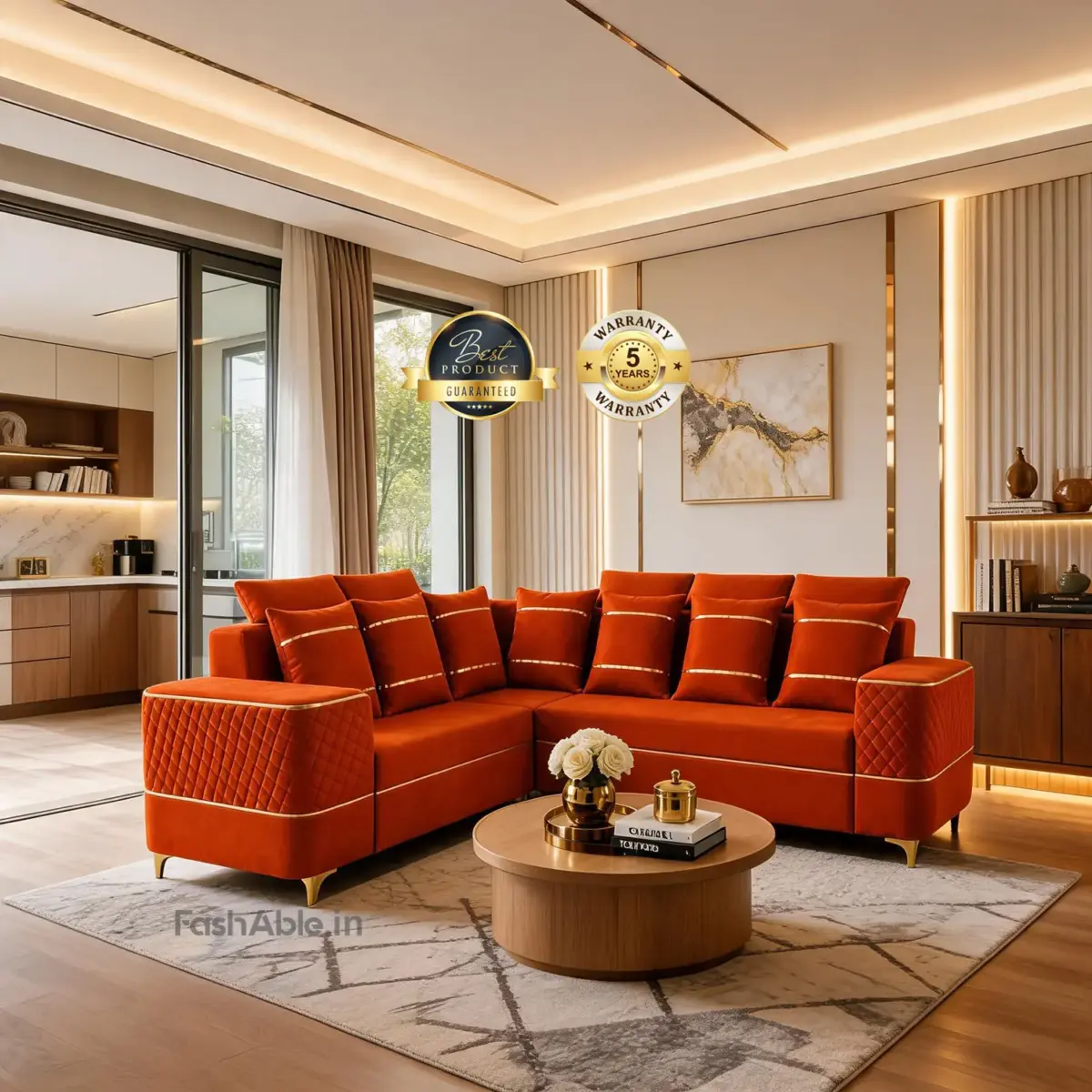 RoyalForge Corner Sofa DrkOrg (1)