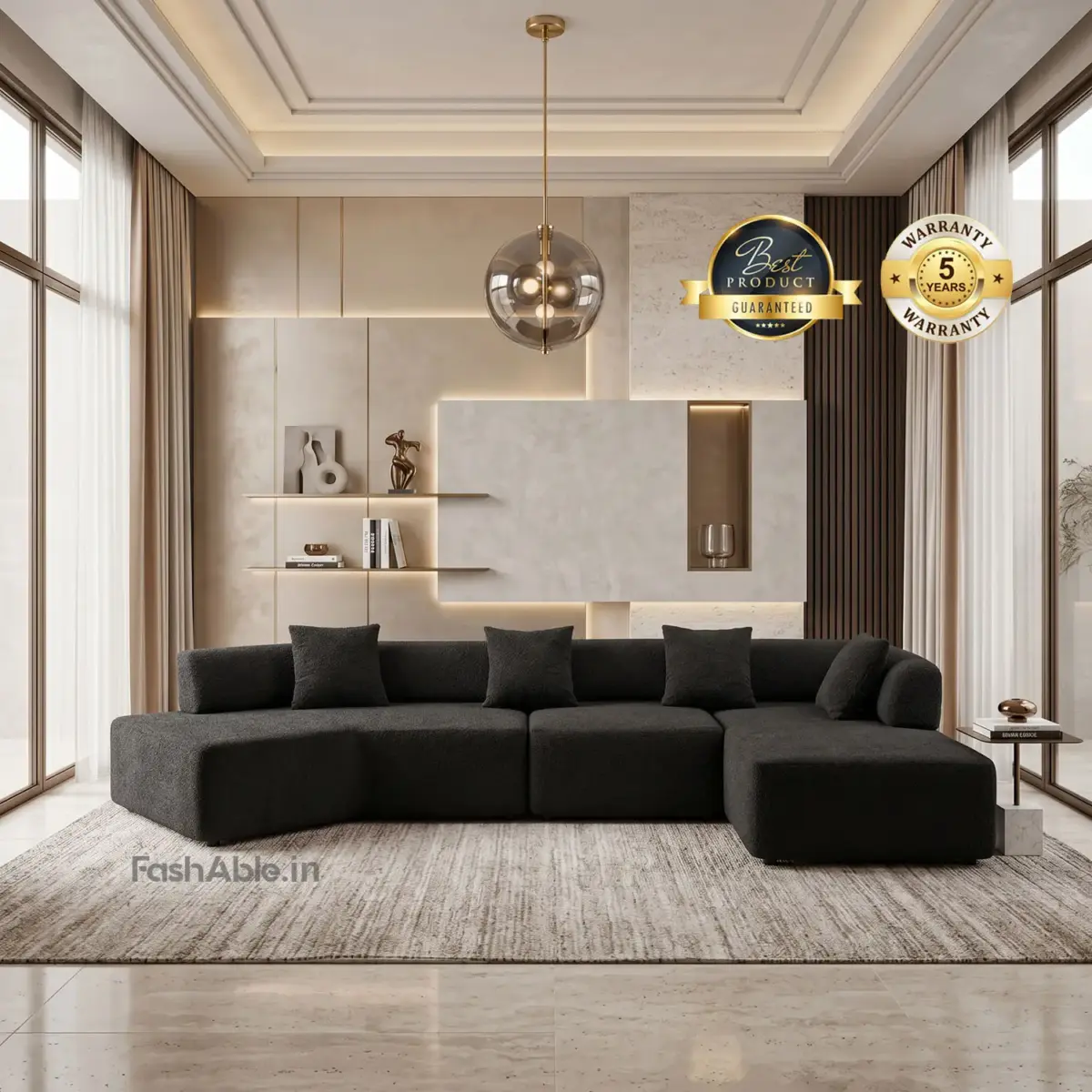 SlateNest Corner Sofa Black (9)