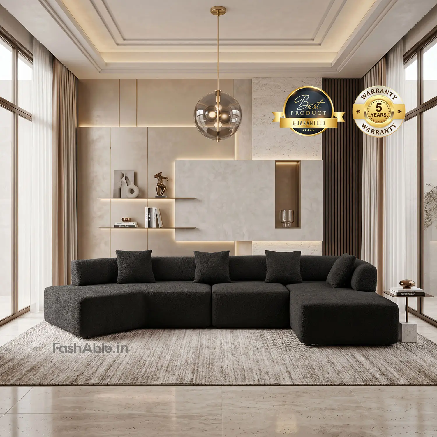SlateNest Corner Sofa Black (9) SlateNest Corner Sofa Black (9)