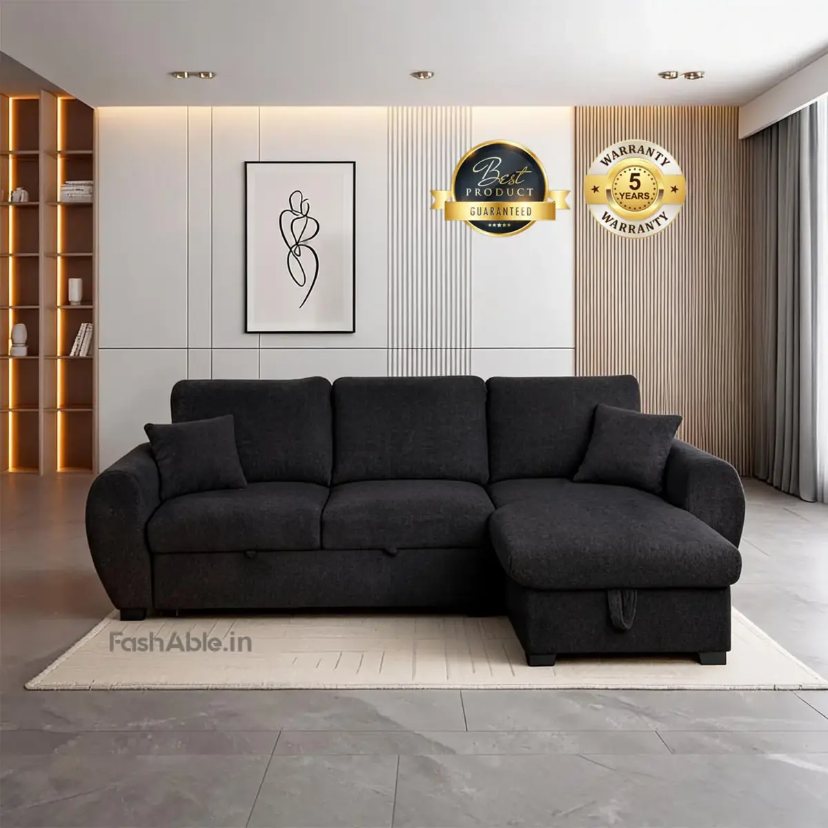 Soflister LHS Sofa CumBed Black (1)
