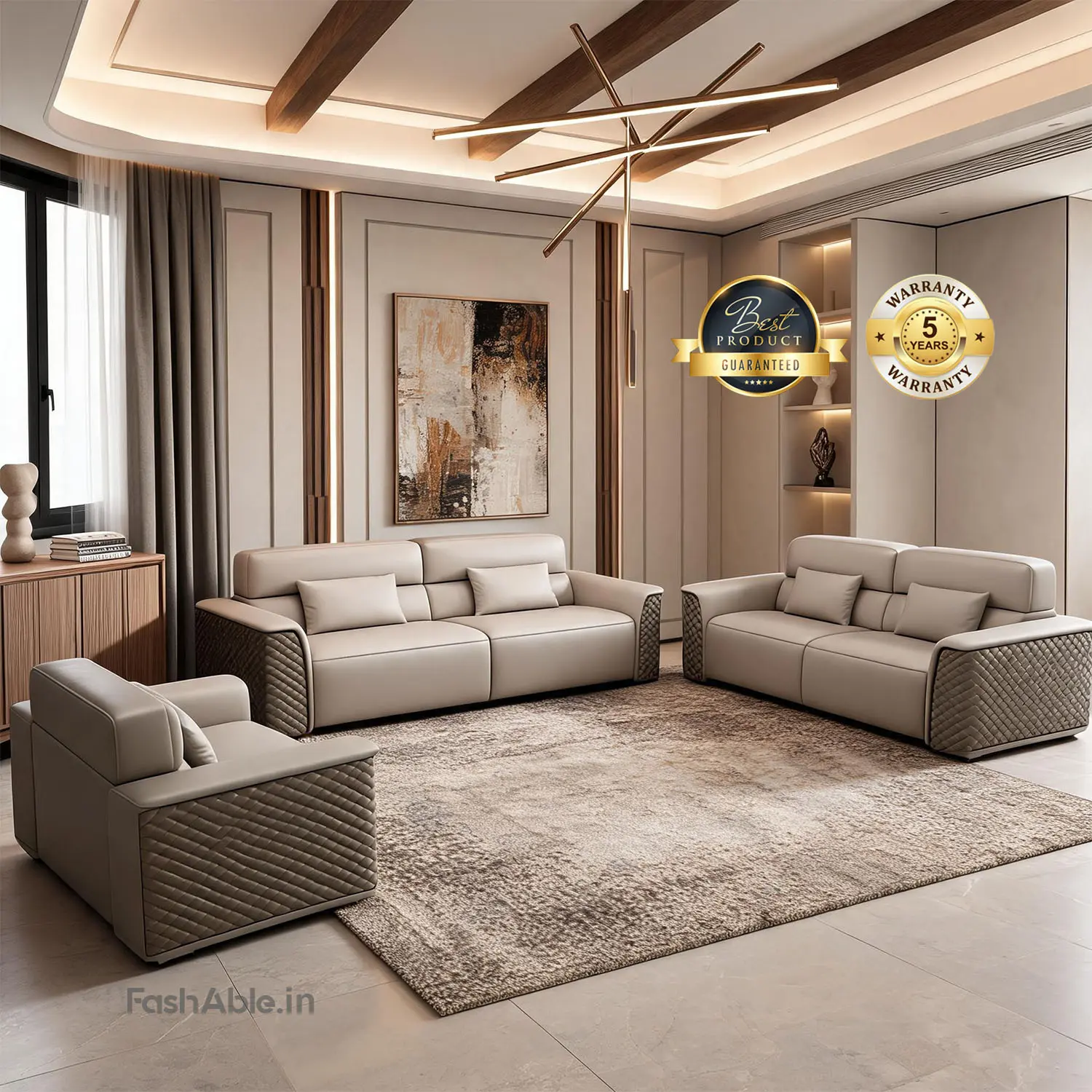 Eminence LXY Sofa Beige with Light Brown (2) Eminence LXY Sofa Beige with Light Brown (2)