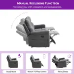 Bellagio Recliner Dark Grey (4)