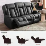 Calmora Recliner Sofa 3 Seater Black (3)