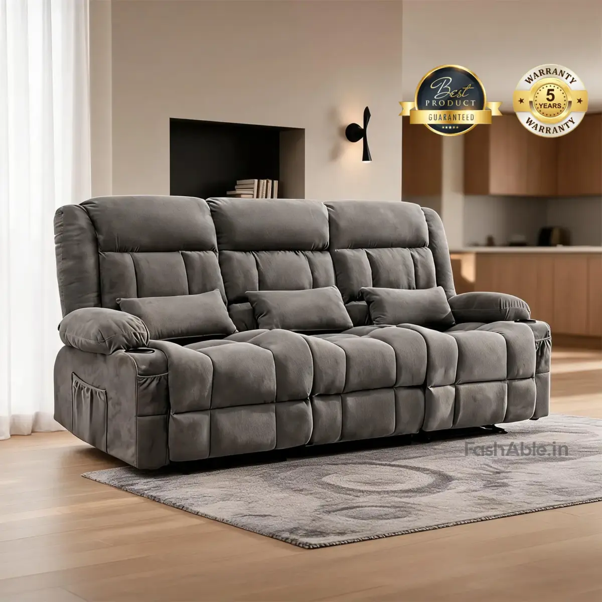 Recliner 3 Seater Grey
