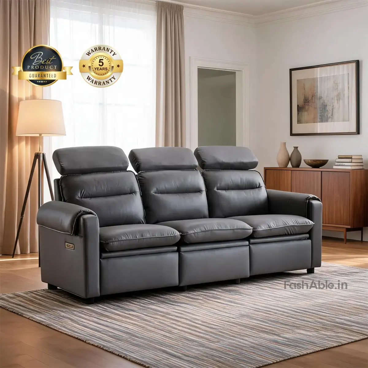 SoftNest Recliner Sofa Grey 3S
